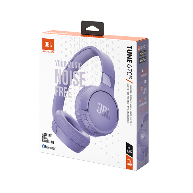 JBL Tune 670NC - Purple - Adaptive Noise Cancelling Wireless On-Ear Headphones - Detailshot 10 image number null